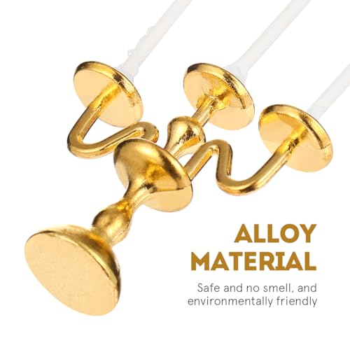 STOBOK 2PCS Miniature Dollhouse Candle Sticks, Retro Candlestick Model, Round Gold Candelabra for Mini House Kitchen Accessories, White, 4.60 X 3.20 X 1.00Cm - Cosy Home Interiors STOBOK 2PCS Miniature Dollhouse Candle Sticks, Retro Candlestick Model, Round Gold Candelabra for Mini House Kitchen Accessories, White, 4.60 X 3.20 X 1.00Cm - Image 3