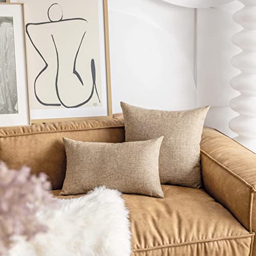 Demetex Burlap Throw Pillow Covers, Square Linen Pillow Covers Set Of 2, Decorative Pillow Covers For Couch Sofa Bedroom, 18X18 Inch, Linen #TOP6