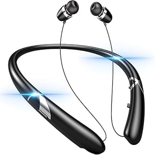 Bluetooth Headphones Wireless Neckband Bluetooth Earphones Auto Retractable Earbuds with 18 Hours of Music,Sports Waterproof Earphone,Noise Cancelling with Mic for Running Workout,Black