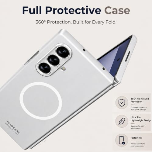 Image of TechTrendz Magnetic Cover [Compatible with MagSafe] for Samsung Galaxy Z Fold 8 Ultra Case Slim Hard PC + Tempered Glass Protective Phone Case for Galaxy Z fold 8 Ultra Back Cover - Silver