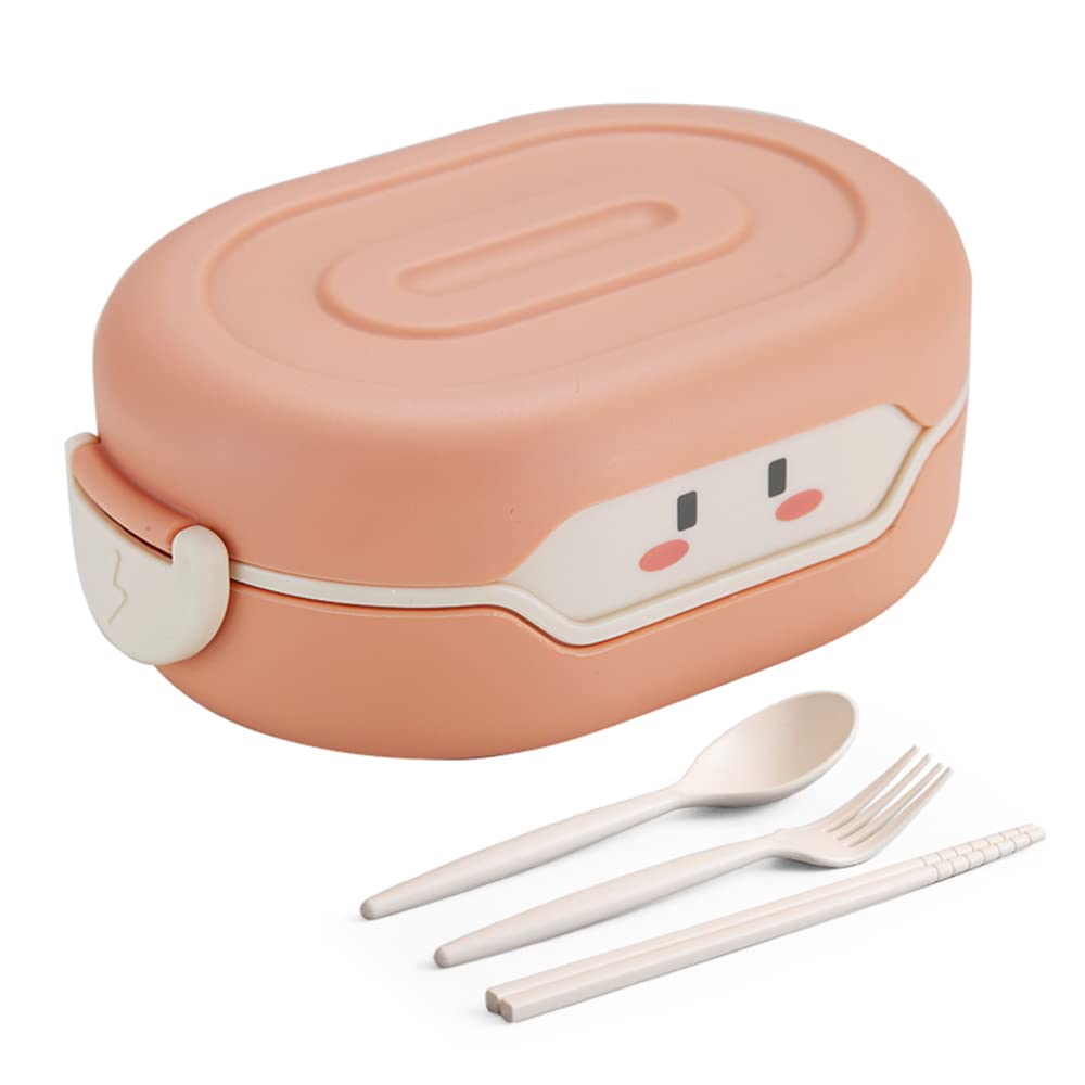 ArderLive Bento Lunch Box for Kids, 2-Compartment kawaii lunch box 26oz, BPA-Free, Microwave and Dishwasher Safe, Food-Safe Materials, Suitable for Schools, Companies and Travel, Pink