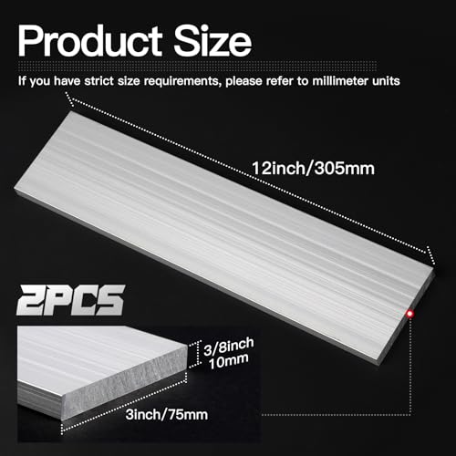 Image of 3 /8 inch (10mm) X 3 inch(75mm) Square Aluminum Flat Bar 12 inch Long, 2 Pieces 6061 General Purpose Plate T6511 Solid New Mill