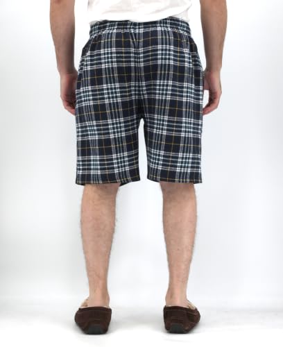Image of Andrew Scott Men's Cotton Flannel Knee Length Shorts | Drawstring & Pockets Boxer Sleep Shorts | Multi Packs & Colors