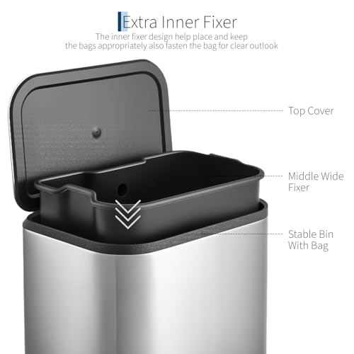 Caneca de basura rectangular de 50L con pedal GarveeHome miniatura 4
