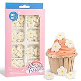 Flowers Icing Decoration 32 Count White Blossoms Royal Icing Decorations Daisy Sugar Wedding Flowers Sprinkles for Baking Cupcakes Ice Cream Waffles Cookies Birthday Cake