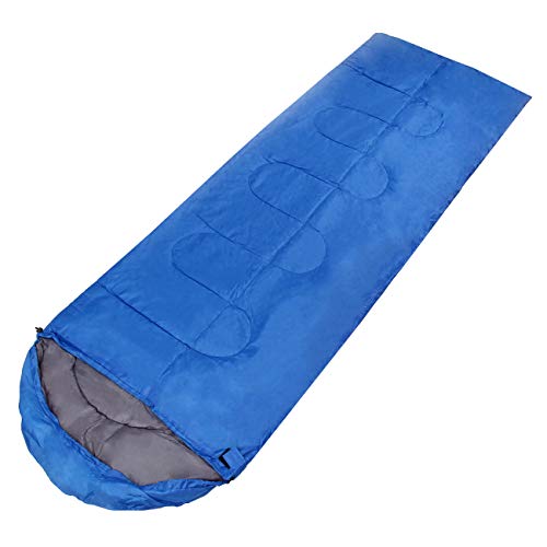 Yonntech 200*74cm Sacco a pelo con cappuccio, 200 cm di lunghezza, per adulti, bambini, campeggio, viaggi, escursionismo, escursioni, escursioni in spalla, in fibra cava leggera e 200 poliestere, Blu
