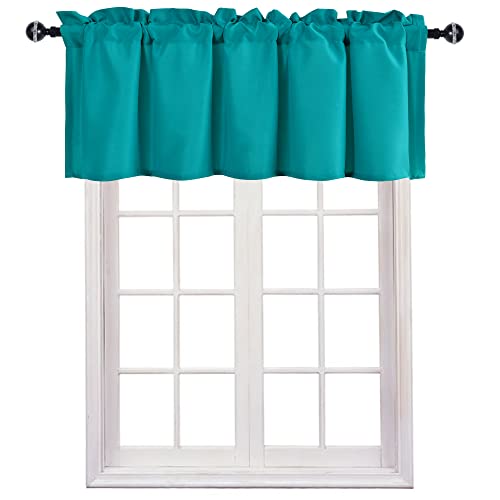 JIUZHEN Turquoise Valance Curtains for Window 1 Panel, 60 x 18 Inches