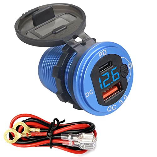 MAXWIN(}bNXEB) ߍݎ ԍڏ[d J[`[W[ PD+typeC USB3.0 }[d dv 12V 24V iPhone iPad Android dیVXe LED ^ ėp  KP-USB01-BL