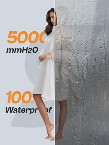 Image of SaphiRose Adult Rain Poncho Waterproof Hooded Zipper Raincoat with Pockets | OEKO-TEX Certified 100% Polyester, Lightweight Packable Storage Pouch, Heat-Sealed Seams, Quick-Dry for Outdoor Hiking