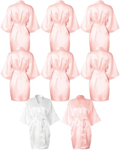 Patelai 8 Pcs Bridesmaids Robes for Women Silk Satin Kimono