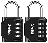 Syntus 2 Pack Combination Lock 4 Digit Padlock for School Gym Sports Locker, Case, Fence, Toolbox, Hasp Storage (Black)
