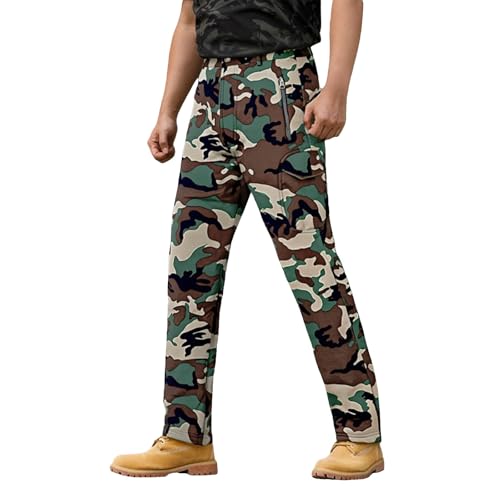 Generisch Medias térmicas cargo para hombre, pantalones térmicos de invierno, pantalones tácticos cálidos, multibolsillos, pantalones de montañismo, forro polar, forrados, pantalones de senderismo