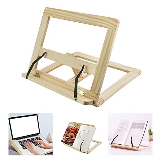 PERFETSELL Atril de Madera para Libros Soporte para Libros Atril Plegable Estudio Atril Libro Cocina Soporte Libros Madera Atril de Madera Sujetalibros Ajustable para Libros Folios Tablets 30,2x23 cm