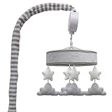 Living Textiles Baby Musical Mobile - White Stars | Crib Toy, Knitted Hanging Toys, Nursery Decor, C