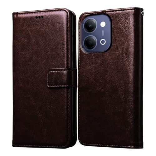 Image of Flip Cover Back Case Compatible with Vivo Y05 5G / Y11 5G / Y21 5G | Premium Leather Finish | Inbuilt Pockets & Stand | Flip Cover Back Case for Vivo Y05 5G / Y11 5G / Y21 5G (Coffee)