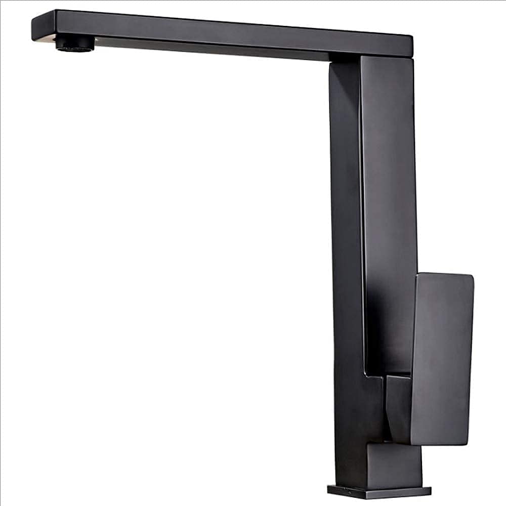 Robinet de cuisine noir anti-calcaire en acier inoxydable 304, mitigeur carré rotatif