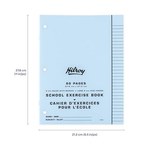 Hilroy Stitched Exercise Book, 8 mm Ruled with Margin, 3-Hole Punched, 80 Pages/40 Sheets, 20-Pack, Assorted Colour Covers (11185) by Hilroy - Image 5