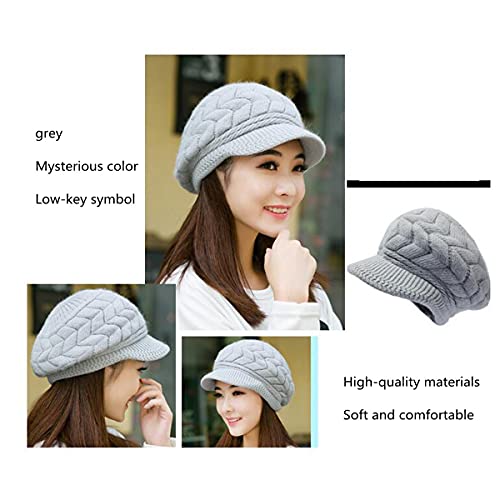 Image of Women Winter Warm Knit Hat Slouchy Beanie Cap with Visor.