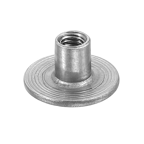 uxcell M4 T-Nuts, 50pcs Carbon Steel Tee Nut Round Base Weld Nuts 8mm Height Through Hole Flange Insert Female Thread Plate Nuts, Dark Gray