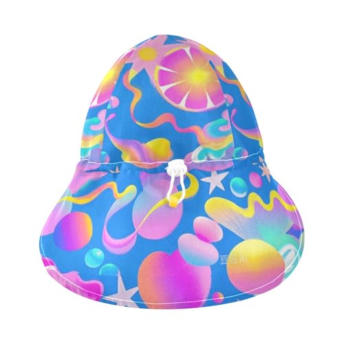 KLL Baby Boys Girls Beach Hat Boys Beach Caps Baby Girls UPF 50+ Protection Large Brim Traveling Swim Hat Colorful Star Sun Abstract Pattern3