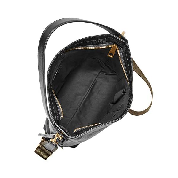 Fossil Women's Maya Leather Small Hobo Purse Handbag, Black (Model: ZB6979001)