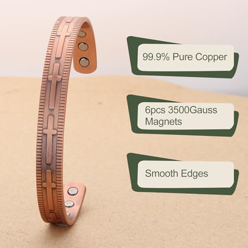 MagEnergy Copper Bracelet for Men and Women, 99.9% Solid Copper Magnetic Bracelets Adjustable Cuff Jewelry Gift Box2