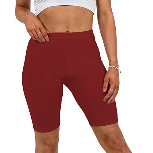 Image of Missloved Ladies Womens Cycling Dancing Gym 1/2 Leggings Active Casual Shorts (Wine, 20-22)