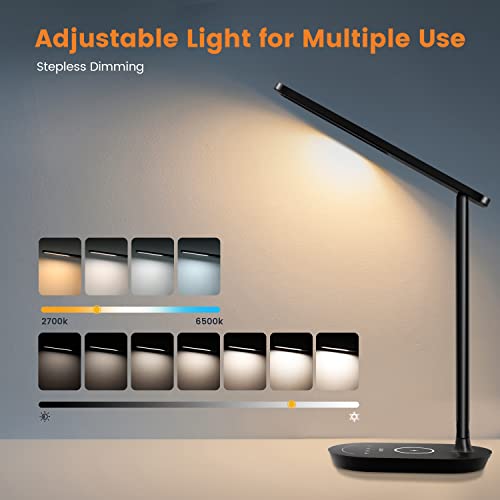 Lastar Led Desk Lamp, Table Lamps With Wireless Charger, 5 Brightness & 4 Modes, Warm Desk Light With Usb Charging Port, Auto Timer, Office Desk Light For Bedroom, Home Office #TOP3