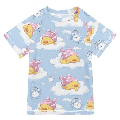 ALAZA Kids Rash Guard Boys Toddler Swim Shirts Short Sleeve Duck Sleeping UPF 50+ 3T