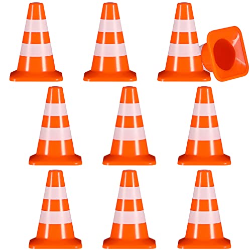 STOBOK 10Pcs Miniature Traffic Cone Toy Set 1/12 Scale Kids Road Signs Educational Construction Cones for Party Favors and Model Roadblocks