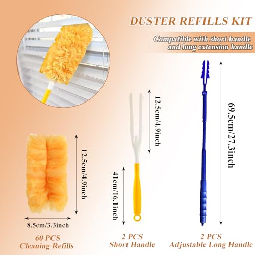 Image of JMIATRY 60PCS Disposable Duster Refills for Swiffer Duster Refills 360 Degree Duster Pads Heavy Duty Duster Refill with Adjustable Handle Disposable Duster for Cleaning Home, Office