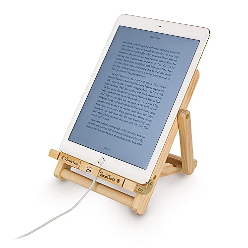 Deckchair BookChair Wood Adjustable Foldable Ergonomic Recipe Book Phone Holder eReader Kindle iPad Tablet Stand Rest Cooking Reading Kitchen Desk Gift Idea - Multi Stripes