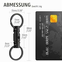 KeyUnity KA24 Abnehmbarer Schlüsselring-Anschluss, doppelendiger drehbarer 360° Schlüsselbund aus Titan, Schlüssel-Organizer-Linker Karabiner für Auto, Hau,Zubehör,Schwarz – Ansicht 2