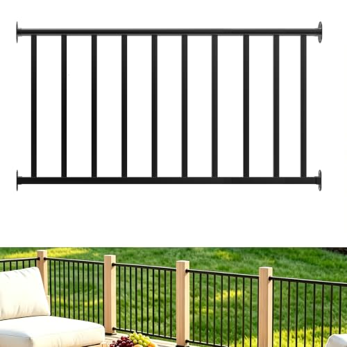 Metty Metal 5Ft W x 36in H Level Deck Railing Kit, Textured Black AAMA2604 Powder Coat, IBC Certified Guard Rail for Deck Porch Balcony Patio Outdoor