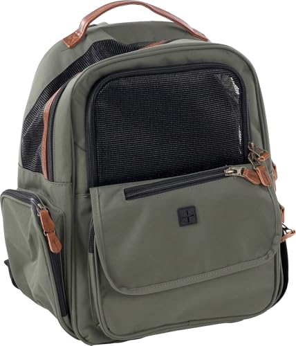 Hunderucksack - Rucksack Wiro Grün – 40x25x41cm – Polyester – verstärkte Rückenwand – Abnehmbarer Boden – Sicherheitsleine – Brustgurt – Autogurt-Schlaufe – Trolley-fix