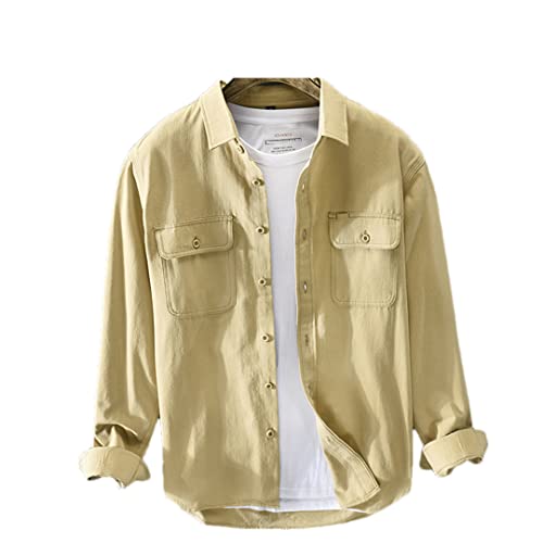 Chemise en coton kaki grande taille homme pour un look casual chic