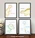 Confetti Fox Dinosaur Wall Art for Boys Room, Dino Baby Girl Nursery Decor, Toddler Playroom Bedroom Posters, T-Rex Kids Motivational Quotes (8x10 Unframed Set of 4 Prints)