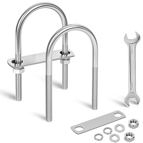 Image of 2 Sets M10 U-Bolts,u-Bolts 3 inch (78mm) Wide,U-Bolts with Nuts | 304 Stainless Steel u-Bolts,Bolt Plate and washers,3 inch u bolt,U Bolt Heavy Duty,u bolts 3 inch wide,Metric thread