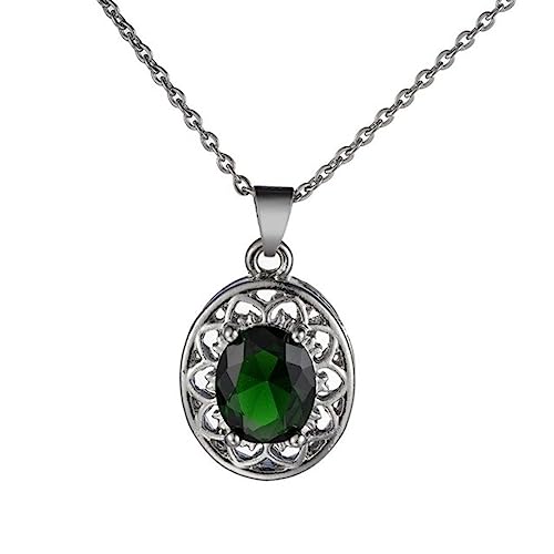 Chaîne de clavicule en argent 925 anti-ternissement avec pendentif émeraude