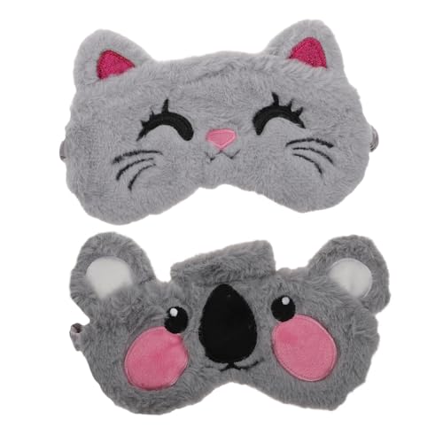 MOLUCKFU 2個カートゥーンデザイン プラッシュアイ 睡眠用遮光アイパッチ