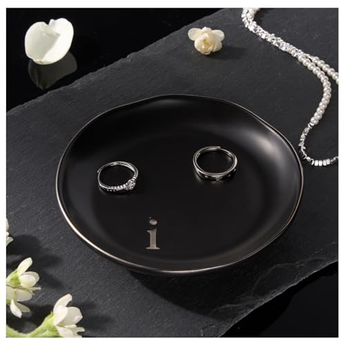 Lolalet Handmade Ceramic Ring Dish Jewelry Tray Plate with Initial, Small Monogram Gift for Her Women Girls Mother, Hostess, Engagement, Bridal Shower, Maid of Honor, Bridesmaid, Birthday, C