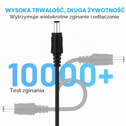 2 sztuki 3-metrowego przedłużacza zasilającego DC, najwyższej jakości, z czystej miedzi, przedłużacz zasilający DC 12 V, 5,5 mm x 2,1 mm do kamer CCTV/routerów/pasków LED i innych urządzeń - czarny