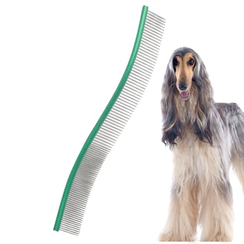 Luieonm Peine de aseo para perros | Peine curvado detallado para perros | Aseo de mascotas para perros pequeños, medianos y grandes, cachorros para eliminar nudos y moco de corteza