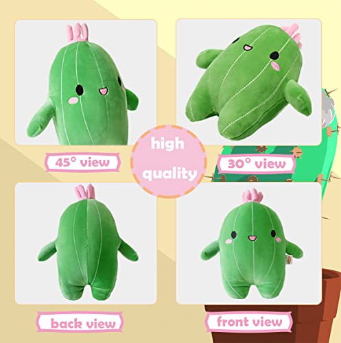 Baboli Cuddly Cactus Stuffed Plant Animal With Smile Face And Pink Antenna Honey Cacti Plush Soft Toy Pretty Sweet Mascot Gifts For Kids Girls And Boys Present For Birthday Or Party 10 Inches #TOP1