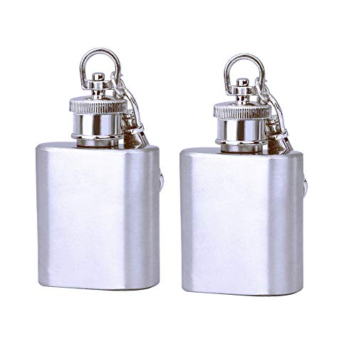TOPYHL 2PC Keychain Flask Mini Liquor Flask for Women, Stainless Steel Hip Flask, Flasks for Liquor Leak-Proof 1oz/Flask (Rectangle)