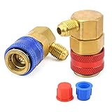 SILATU R134a Quick Coupler Adapter - 2 PCS Low High Conversion Adapter Fittings, 1/4 Inch R134a Fitt