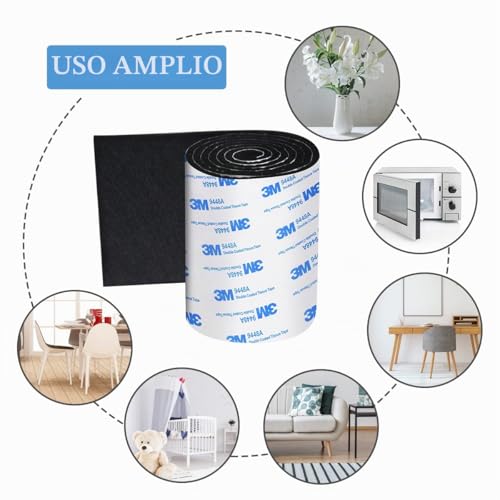 Miniatura 8 de Vicloon Fieltro Adhesivo, 3 Rollos Almohadillas De Fieltro Autoadhesivas Con Pegamento 3m, Tiras De Felt Resistentes Para Sillas Y Pies De Muebles, Corta Cualquier Forma