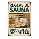 Sauna Rules Reglas De Sauna Sweat,Be Quiet,Enjoy tin sign Vintage Sauna Etiquette Metal Sign for Garden & Yard Bar Porch Garage Home Bedroom Kitchen Decor Gift 8 x 12,easy to hang