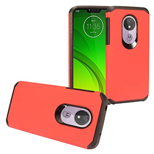 Z-GEN - Compatible with Motorola Moto G7 Power, G7 Supra - Rubberized Hybrid Phone Case - AH2 Red