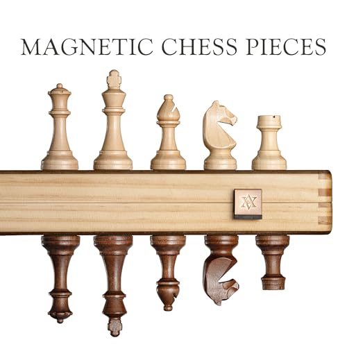 A&A 15" Magnetic Wooden Chess Set, Handmade 3" King Height Chess Pieces with 2 Extra Queen, Portable Travel Chess Set, Chess Game Sets - image 8